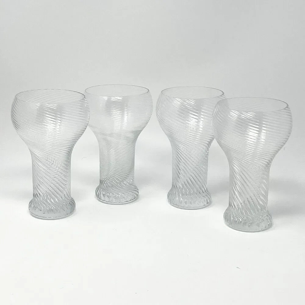 Vintage Twist Crystal Beer Steins Tumblers Rosenthal Studio Line 5.75” Set Of 4